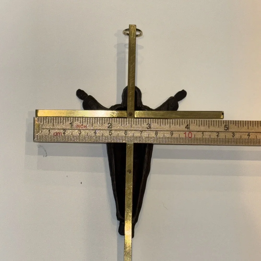 Catholic Metal and Resin Antique Gold Tone Looking 9 3/4